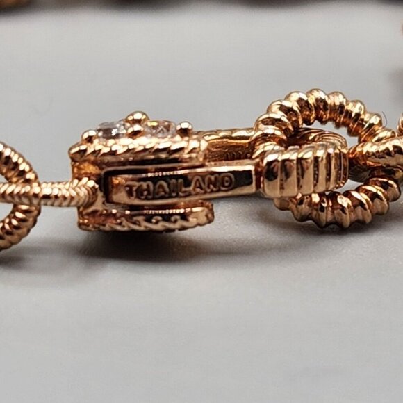 Rose Gold Tone Matching 925 Silver Bracelets Cubic Zirconia Thailand Lot of 2 - Picture 8 of 10